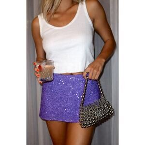 Show Me Your Mumu All Night Skort in Violet Sequins M